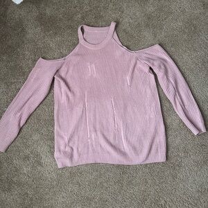 Cold shoulder pink sweater